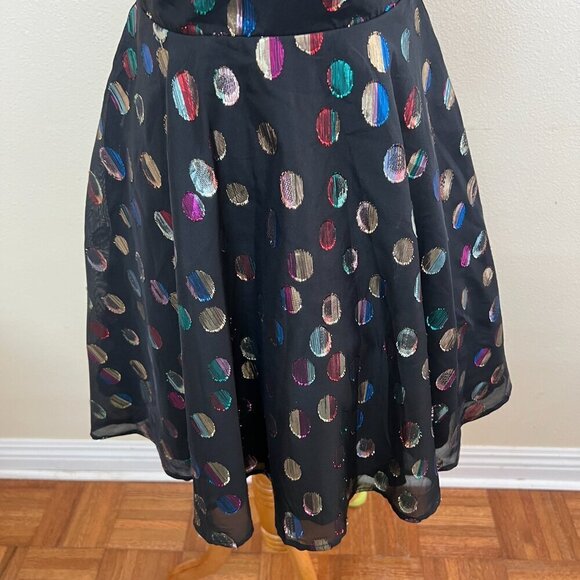 City Studios Womens Juniors Chiffon Polk Dot Mini Fit & Flare Dress Sz 1/2 Black - Picture 5 of 8